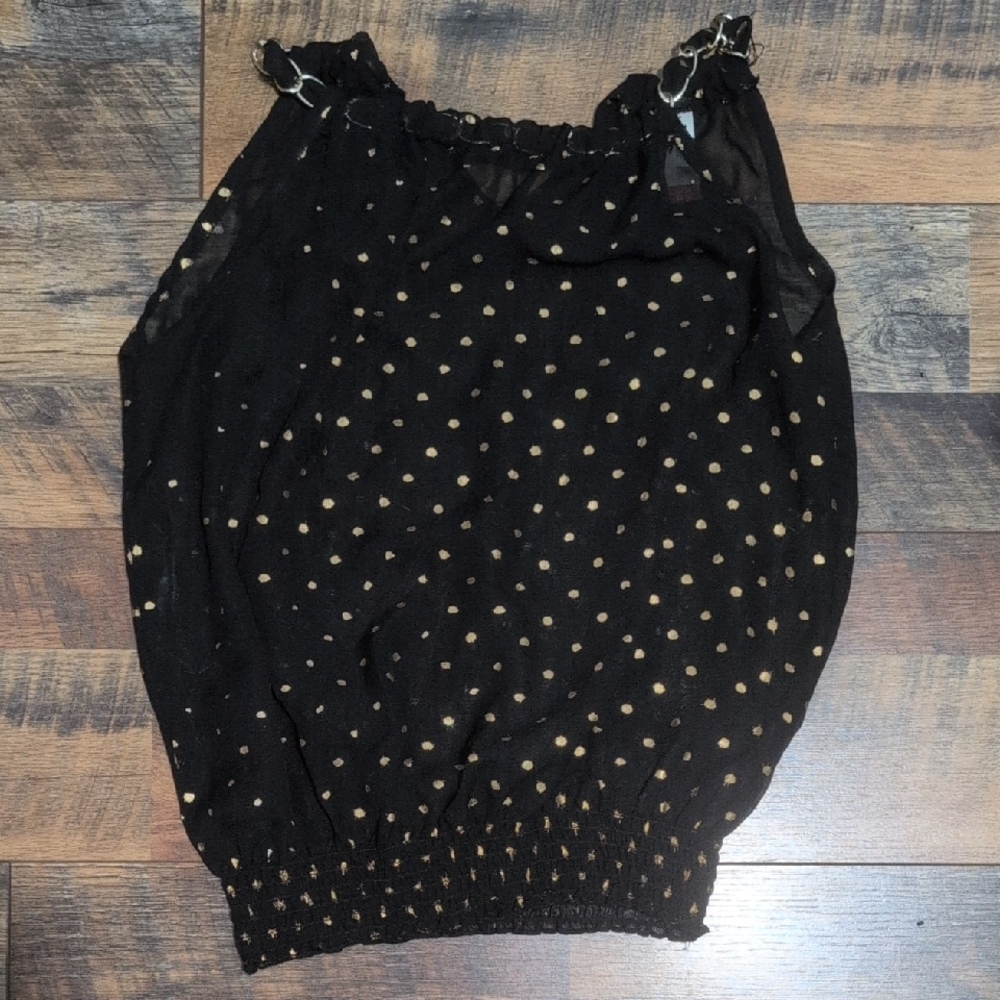 No Boundaries Black Top with Gold Dots
